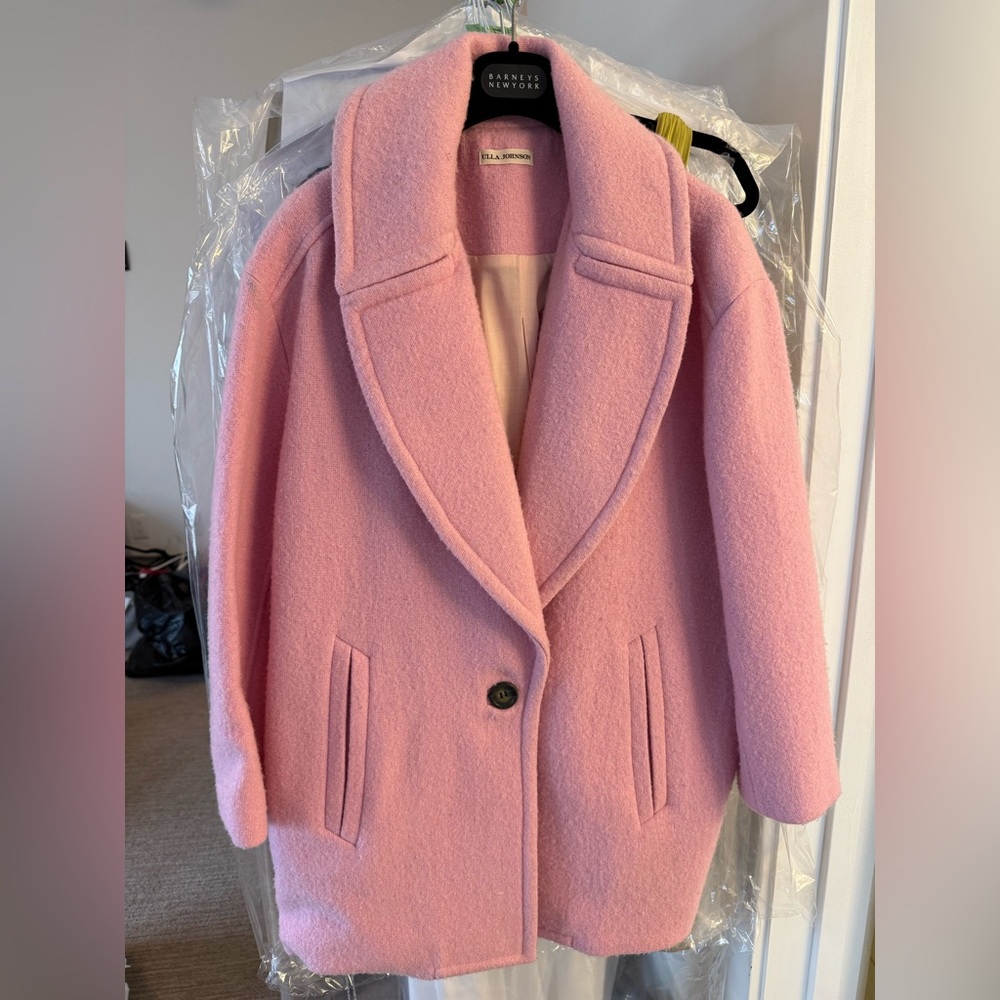 Ulla Johnson Wool Pink Teddy Coat